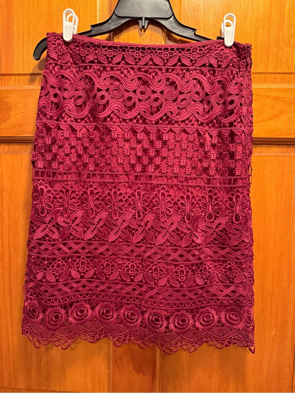 LOFT Burgundy Crochet Pencil Skirt